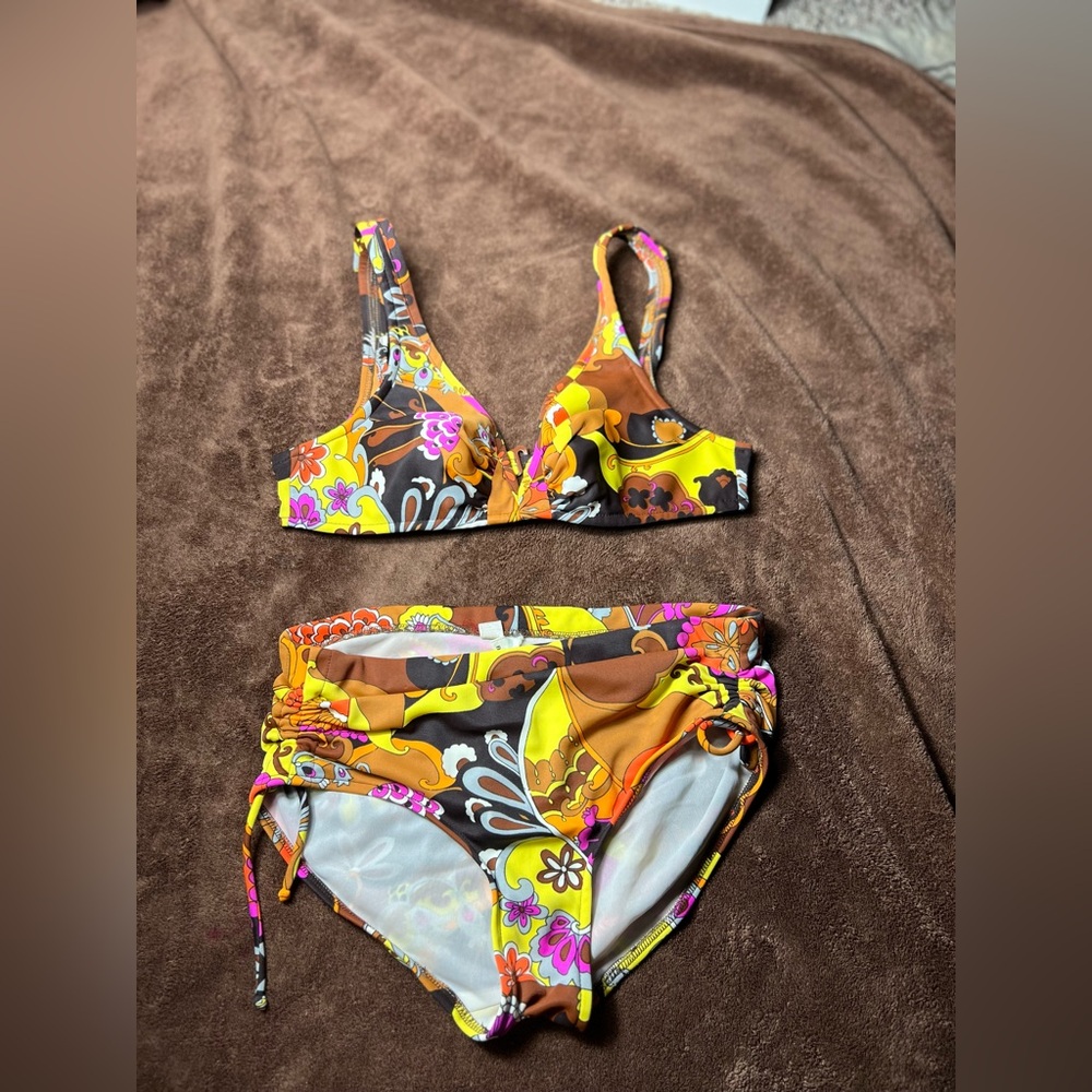 1960s Vintage Catalina Swimsuit Paisley Two piece Bikini high waisted